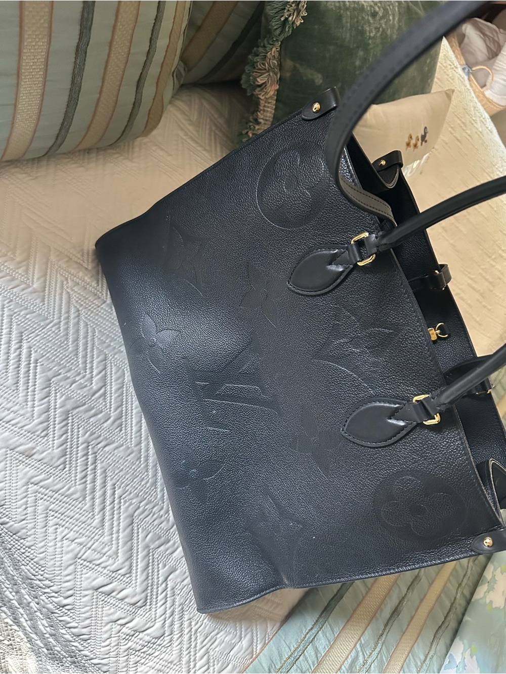 Louis Vuitton Black Embossed Monogram Tote - Picture 7 of 11
